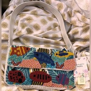 Beaded colorful fish shoulder bag-NWT